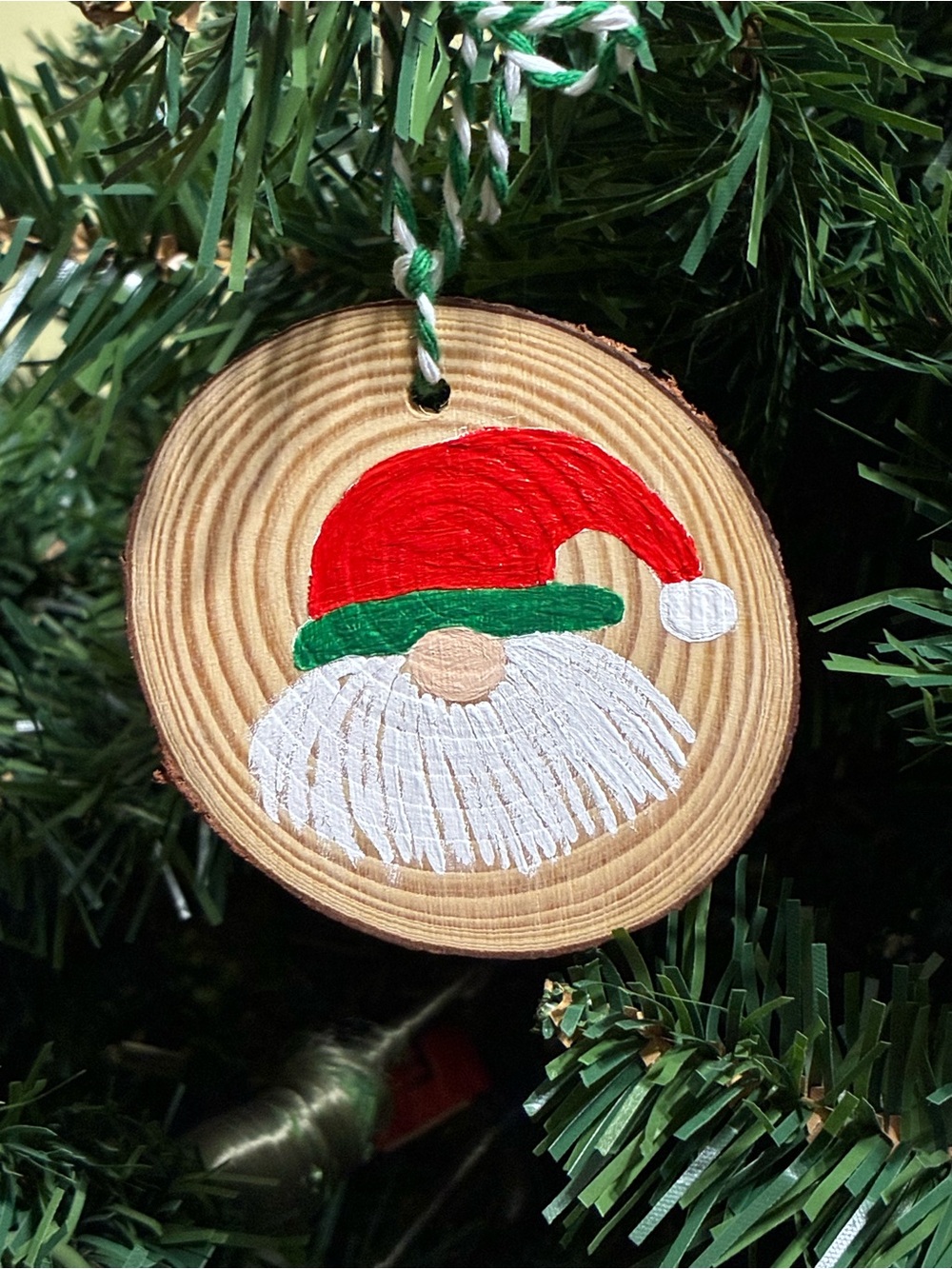 Santa Gnome Painted Ornament